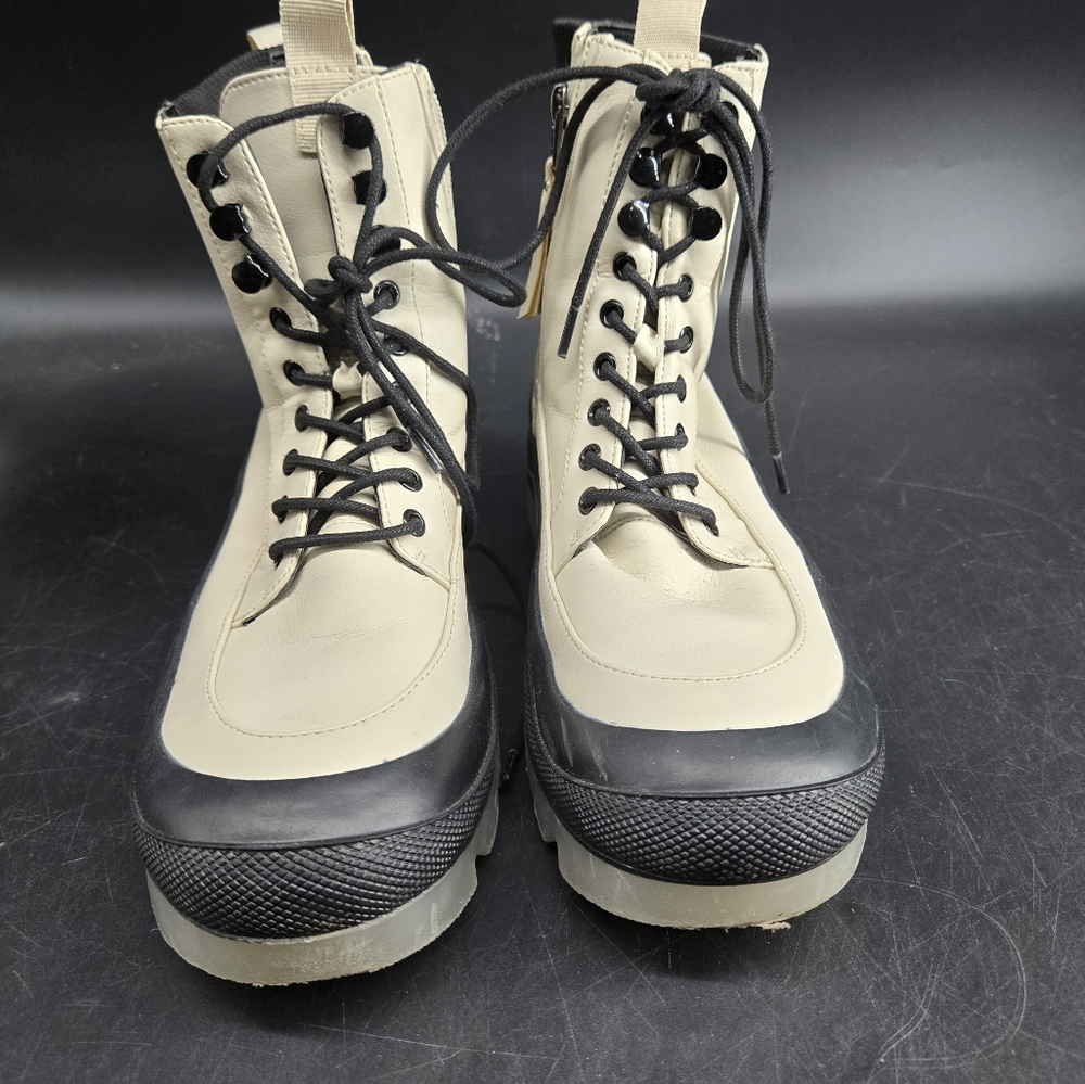 Lace-Up Zip Ankle Moto Boots 7